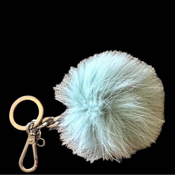 Michael Kors Fur Pom Pom Mint Blue Keychain & Bag Charm Purse Accessory - Picture 6 of 6